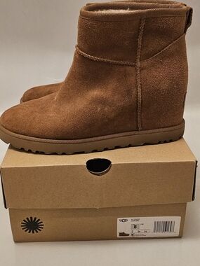 UGG Ankle Wedge Booties in Chestnut Suede